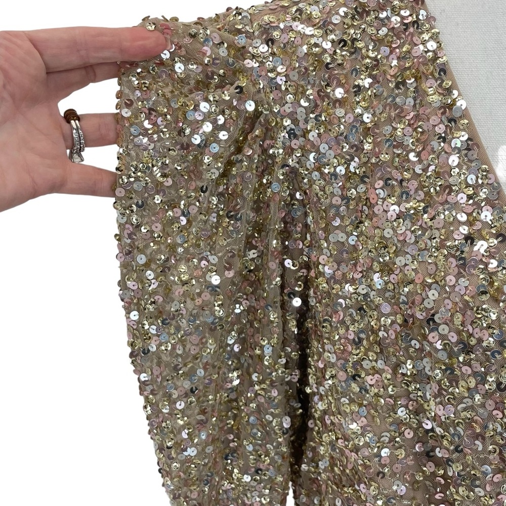 NWT Mac Duggal Sequined Dress 18 Gold - Picture 9 of 16